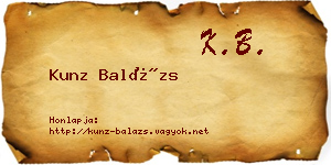Kunz Balázs névjegykártya